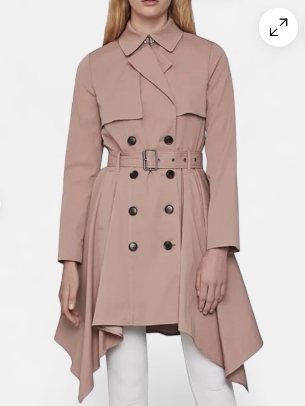 RARE! BOBGMAXAZRIA Brielle Asymmetrical Hem Trench Coat Size L Blush Pink - Picture 4 of 11